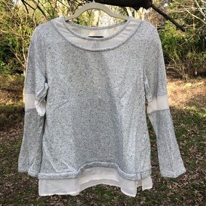 Gray sweater with mesh detail